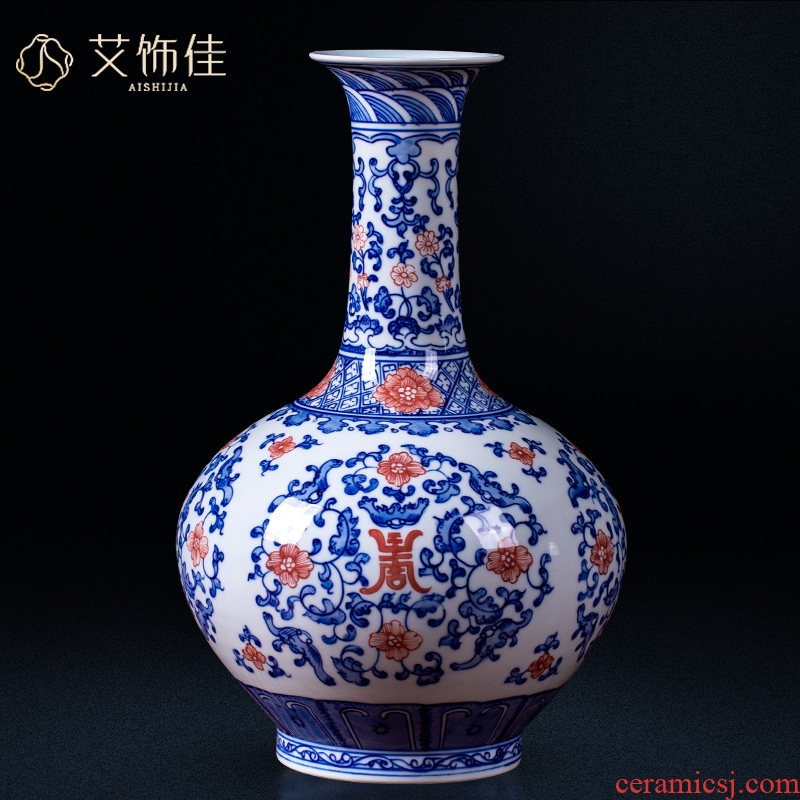 Jingdezhen ceramics archaize youligong of blue and white porcelain vase flower arrangement home sitting room TV ark adornment furnishing articles
