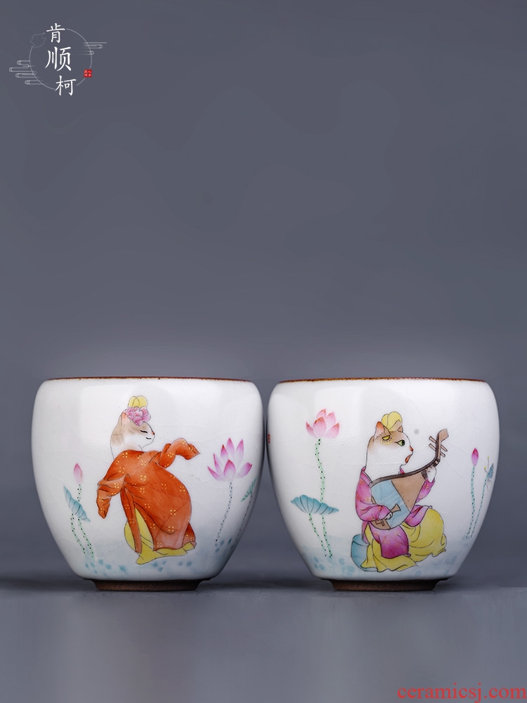 Your up master cup kunfu tea cups cat sample tea cup cup of jingdezhen female pure checking ceramic lotus tea sets