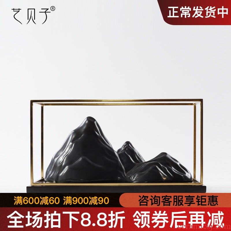 New Chinese style example room mountain furnishing articles ceramic rockery creative soft outfit decoration TV ark, zen porch decoration