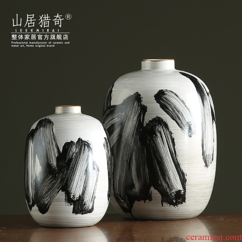 American hand - made goldfish pottery vases, flower arranging flowers exchanger with the ceramics of new Chinese style living room TV ark adornment furnishing articles