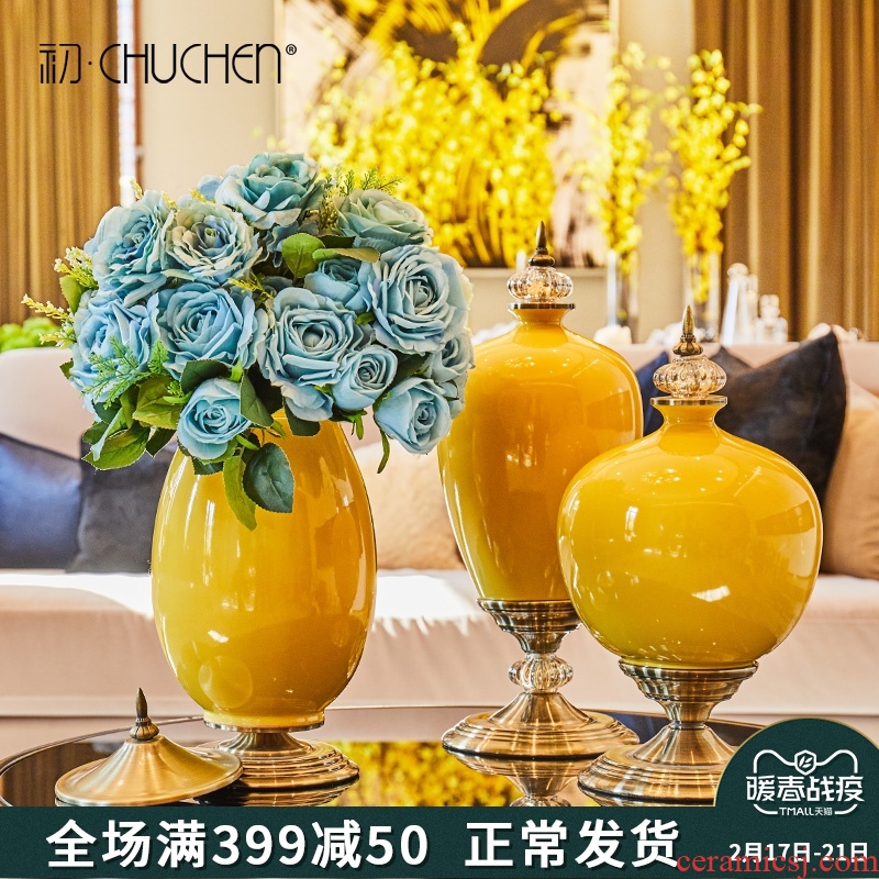 American large vases, ceramic flower arranging dried flower furnishing articles table sitting room European - style example room home TV ark, adornment