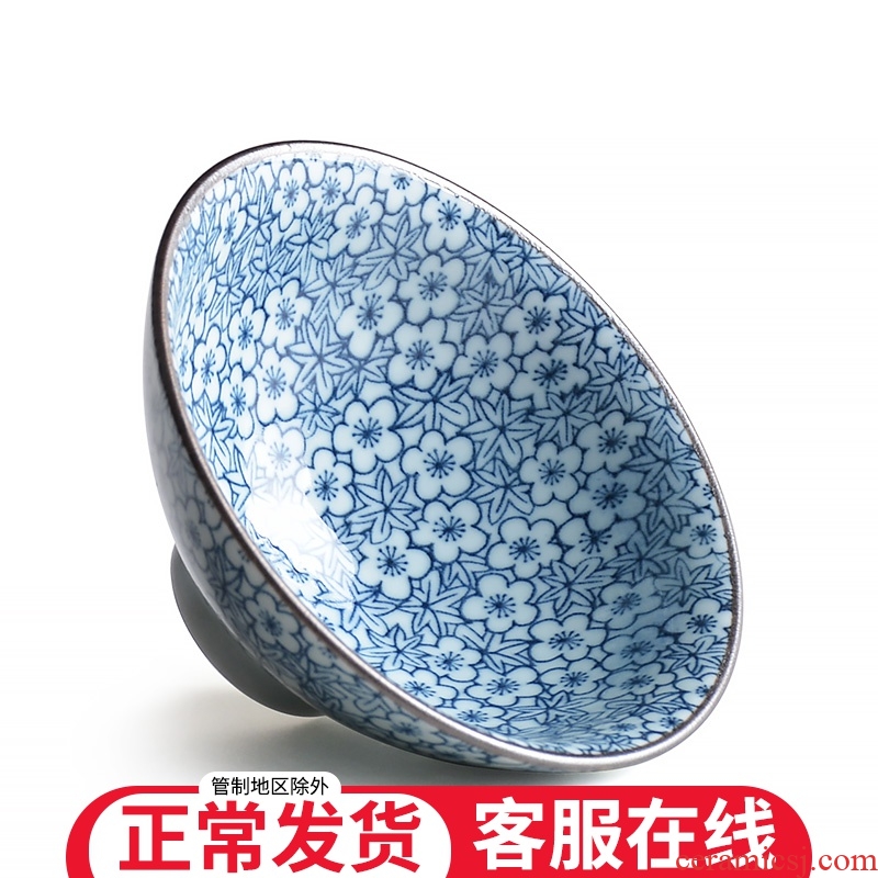 Blue and white porcelain ceramic kung fu master cup single CPU noggin single hat sample tea cup tea bowl, Japanese tea set
