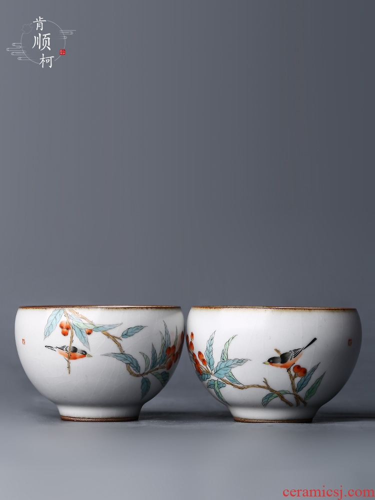 Jingdezhen masters cup pure manual your up loquat bird getting to cup sample tea cup single CPU hand - made kung fu tea tea set