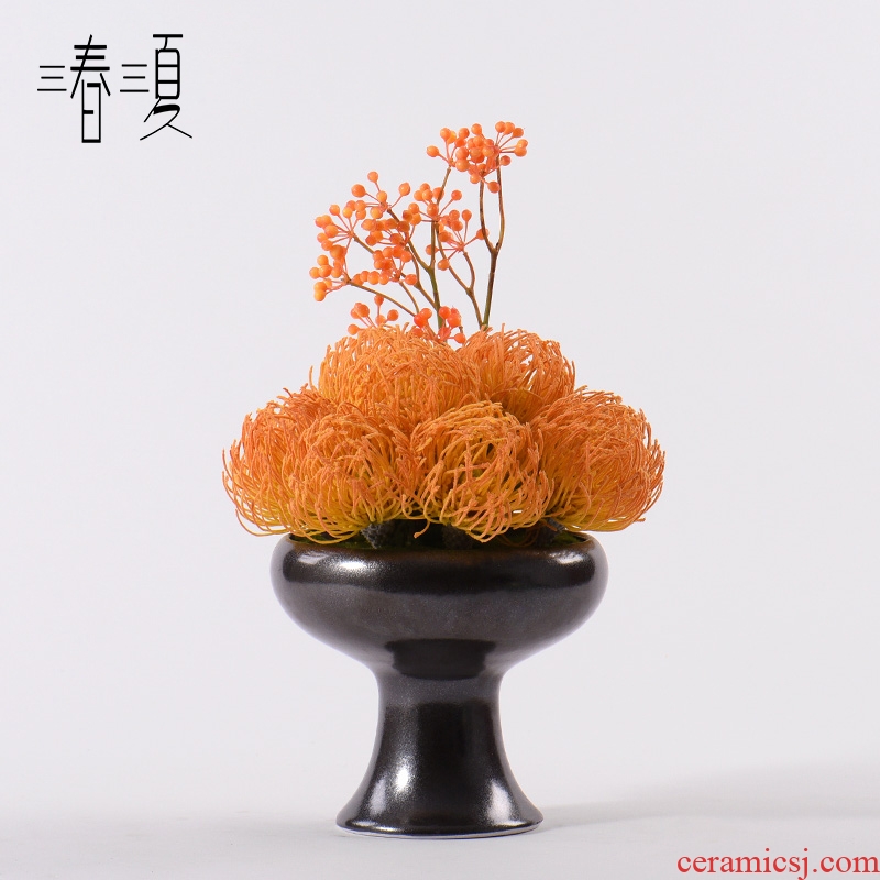 Orange simulation floral fireworks modern new Chinese style living room porch Daisy potted flower hotel landscape ceramic landscape furnishing articles