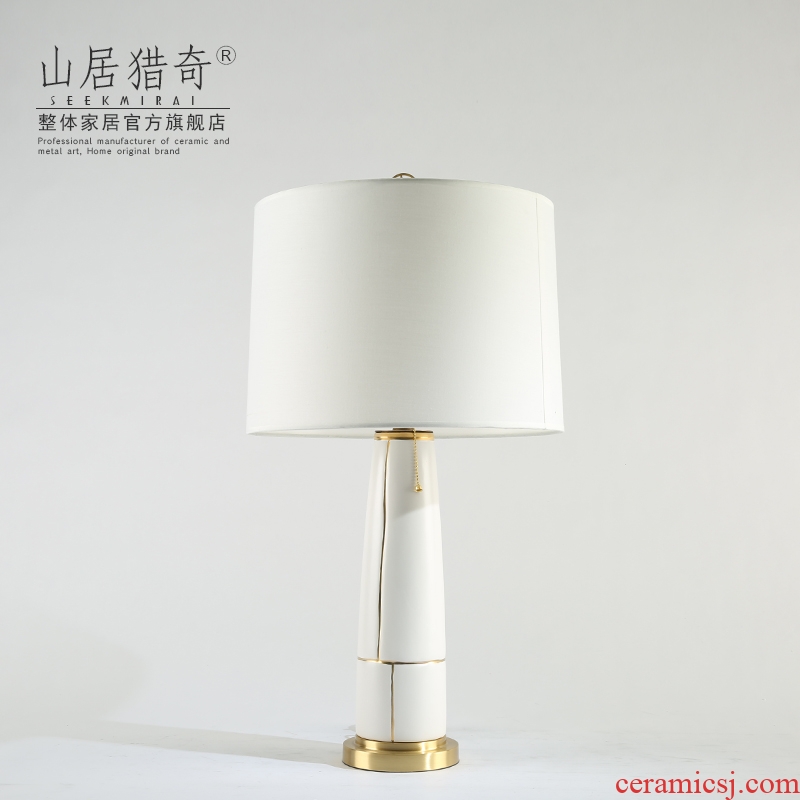 I and contracted white ceramic desk lamp light Chinese key-2 luxury designer hotel sitting room decorate desk lamp of bedroom the head of a bed