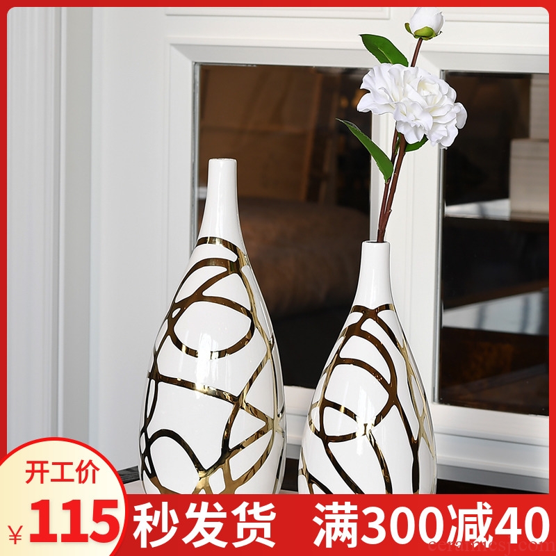 Contracted and I ceramic creative Nordic interior decoration, sitting room dry flower is placed flowers flower vase