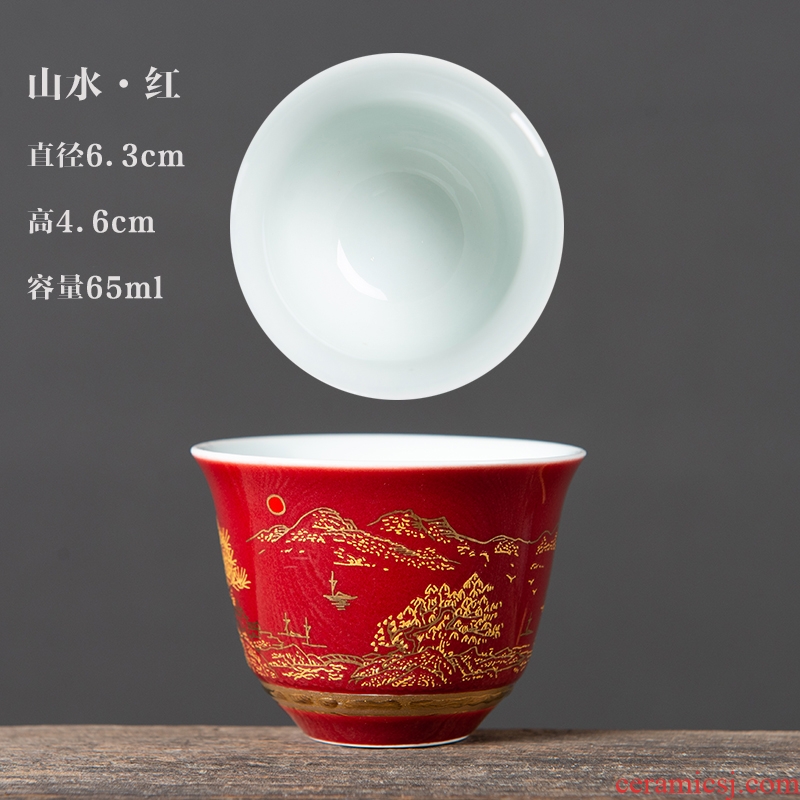 Blue and white porcelain tea set ceramic checking kung fu tea set the whole household tea teapot teacup sample tea cup