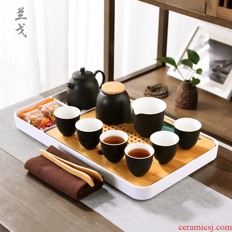 Having kung fu tea set suit small household small tea table set of tea accessories tea tray tray ceramic teapot teacup