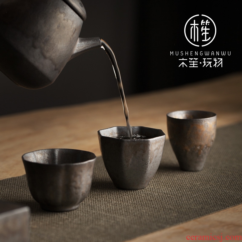 Japanese ceramic cups creative household sample tea cup move kung fu tea set a single master cup gold glaze small cup