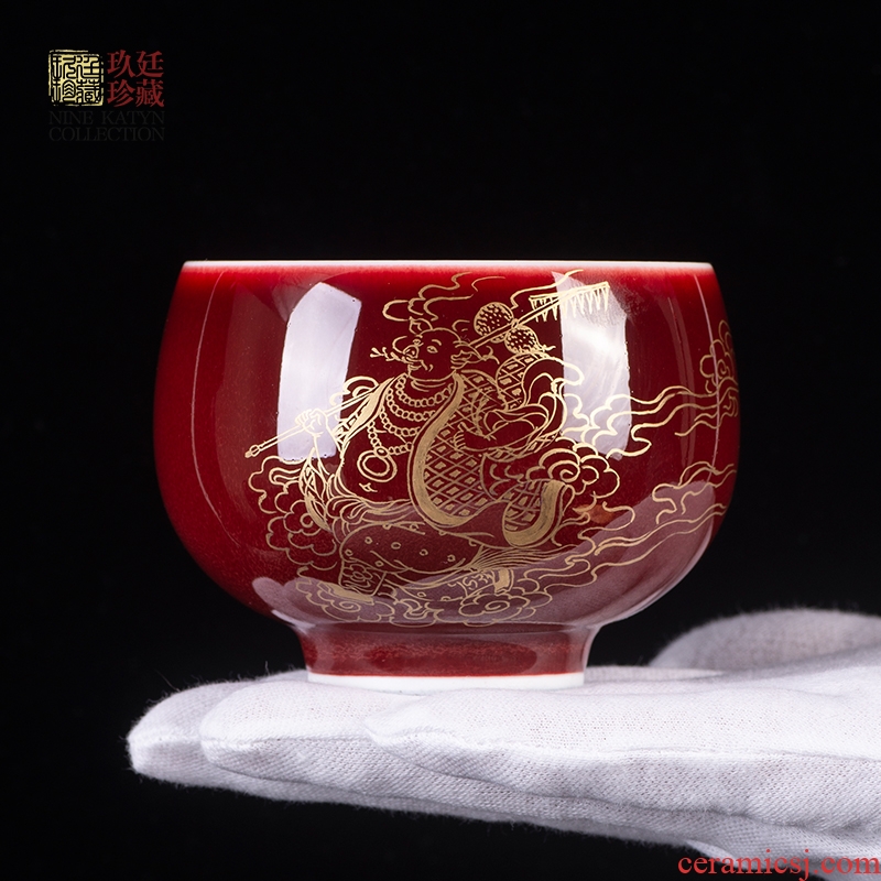 Nine red pig katyn lang up big cup master cup single CPU jingdezhen ceramic household large altar red kung fu tea cups