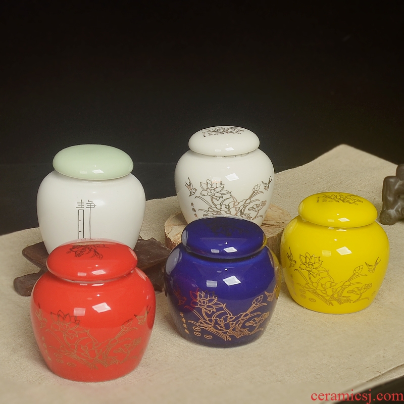 Creative glaze ceramic small caddy fixings tea caddy fixings travel carry portable sealed pot home fragrance porcelain