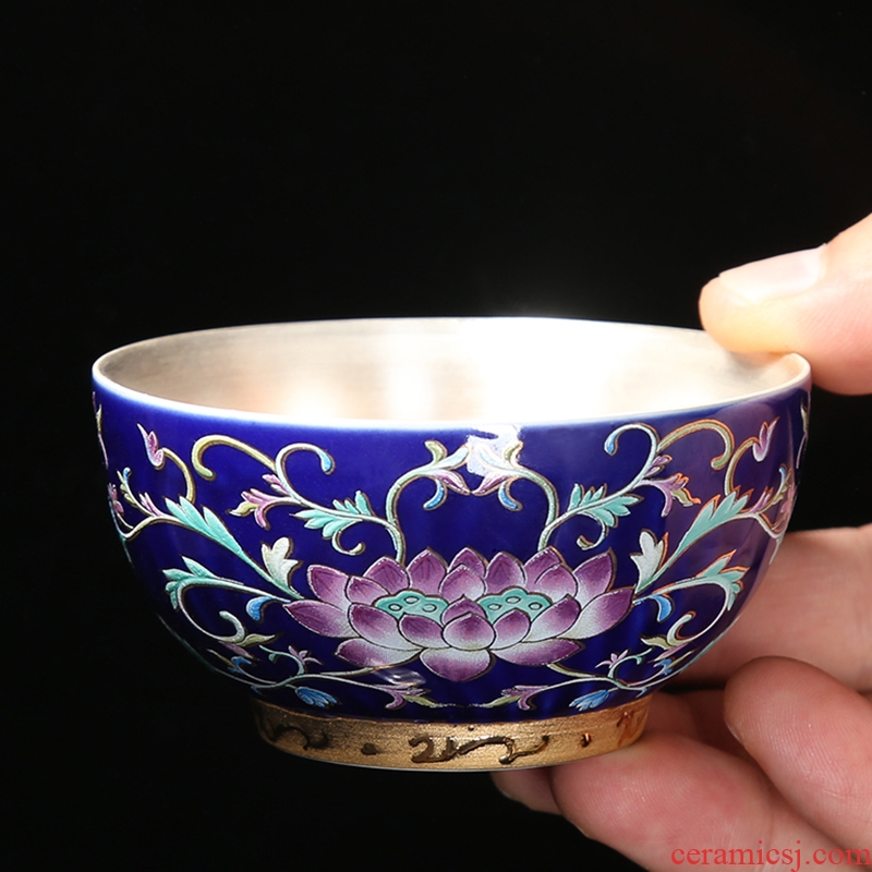 Ceramic sample tea cup masters cup silver cup silver cup 999 authentic wu manual bladder coppering. As silver bowl with light