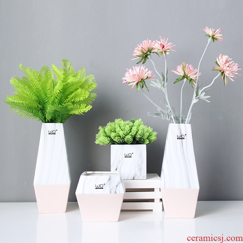 The Send + computer decorative furnishing articles household act the role ofing is tasted creative move pink ceramic marble vase flowerpot