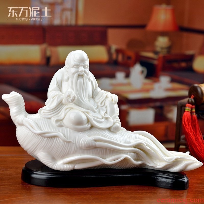 Oriental white marble earth ceramic white porcelain maitreya household birthday gift/happy life longevity D01-019 - b