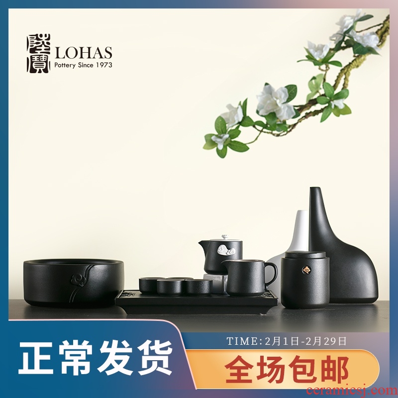 Taiwan lupao set of ceramic tea set a pot of cloud brocade book six cups of tea tray caddy fixings flower implement fair keller