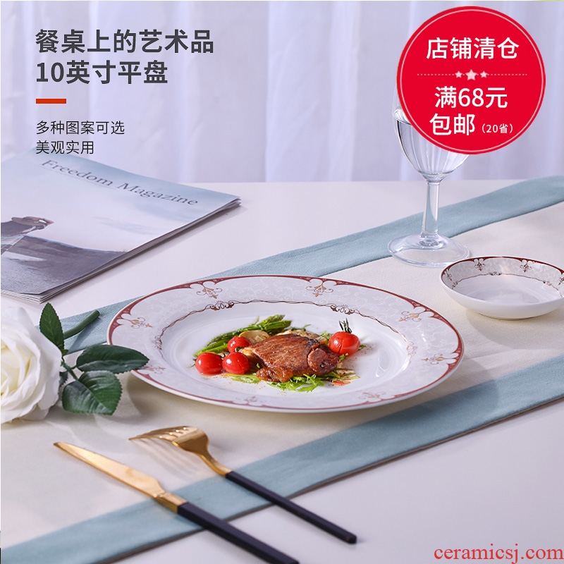 Jingdezhen ceramics ipads porcelain tableware free combination of DIY monogamous 10 inches large flat and fashion offers
