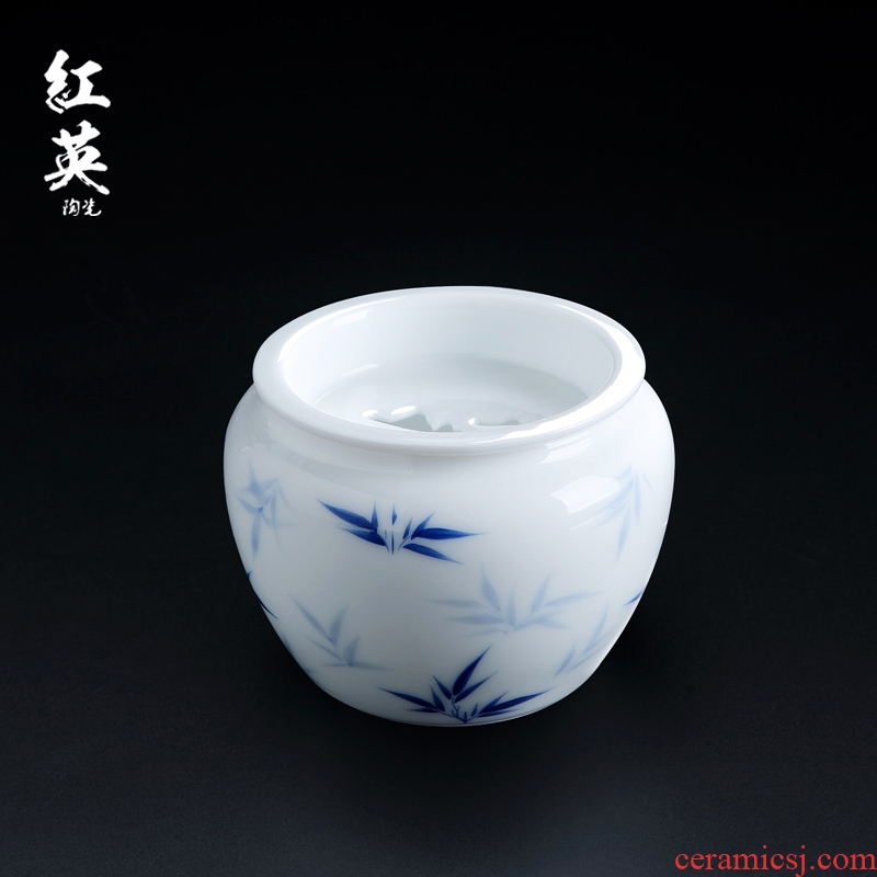 Hand draw the blue and white porcelain of jingdezhen ceramics building kung fu tea tea accessories filter in hot water, after the wash water tea slag bucket