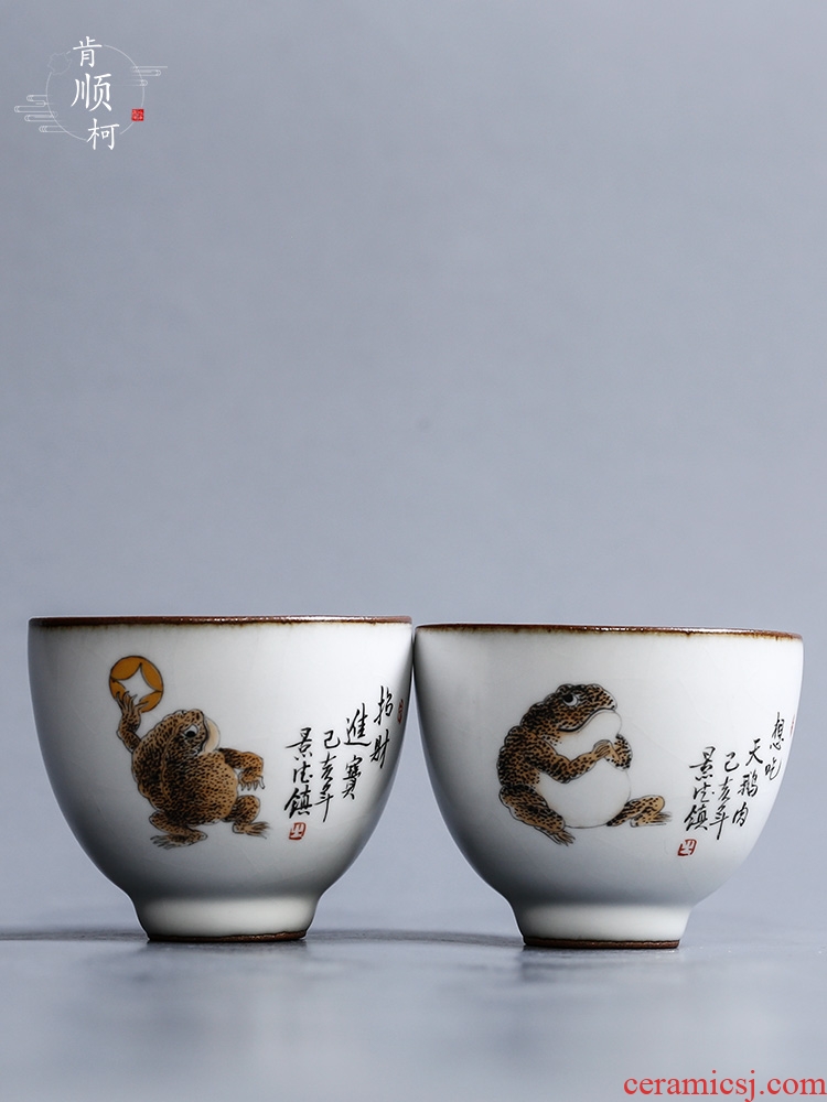 Jingdezhen hand - made tea cup, master cup single glass ceramic hand your up spittor kunfu tea sample tea cup tea sets