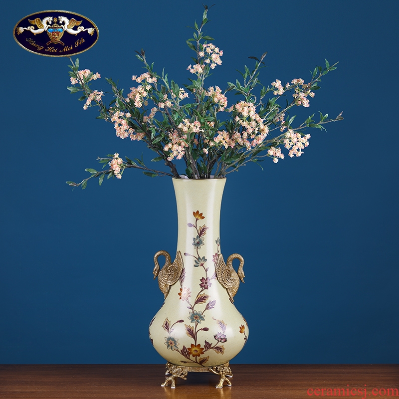 European household soft adornment example room swan copper vase ceramic arts and crafts have the sitting room porch flower decoration