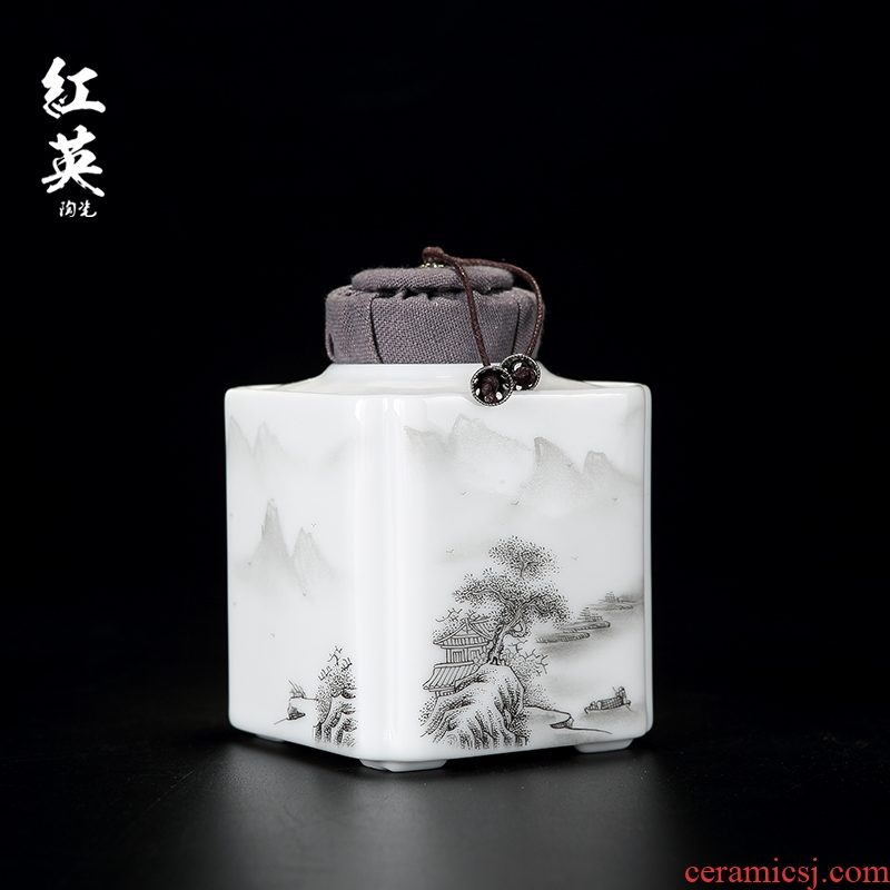Red the jingdezhen ceramic seal pot of tea warehouse tea box small POTS stored tea pot hand - made caddy fixings
