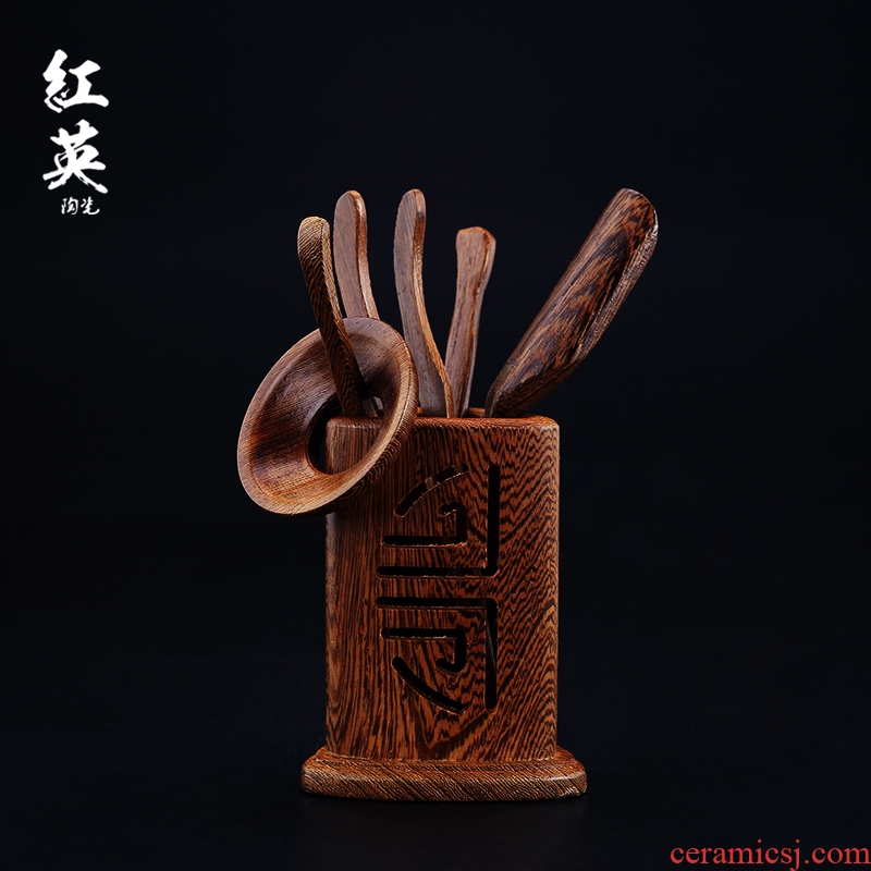 Jingdezhen kung fu tea accessories wenge tea six gentleman 's whole ChaGa teaspoons ChaZhen tea tea art