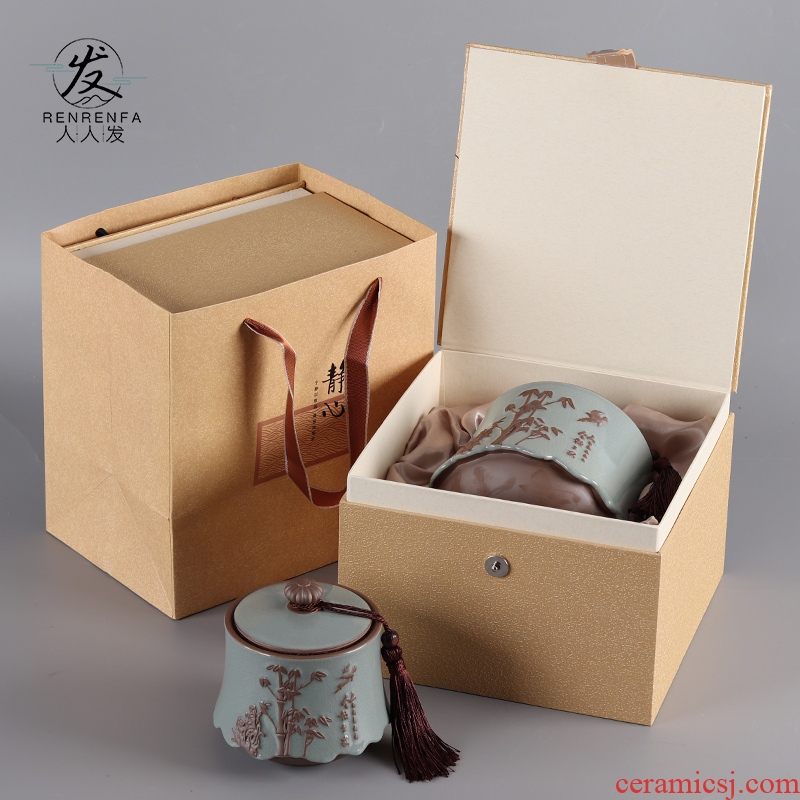 The elder brother of The ceramic up sealed tank storage jar large tea caddy fixings meditation single pot empty box gift box