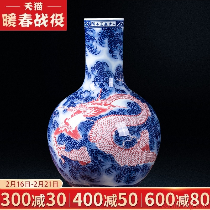Jingdezhen ceramics antique blue - and - white youligong vases, sitting room of Chinese style household decorations penjing collection gifts