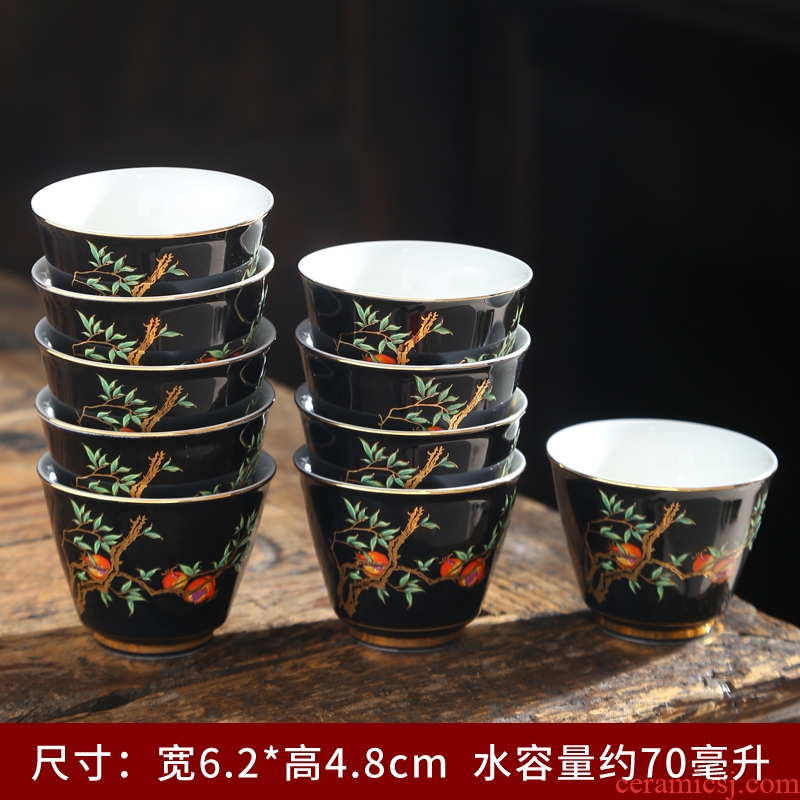 Tasted silver cup 999 sterling silver gilding kung fu tea ceramic cups, a single solid color cup sample tea cup master cup single CPU