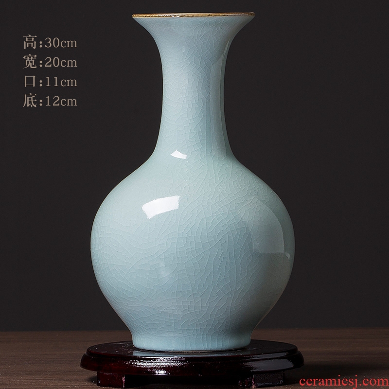 Jingdezhen ceramic Bai Seqing glaze cracks antique vase up home sitting room flower arranging handicraft furnishing articles restoring ancient ways