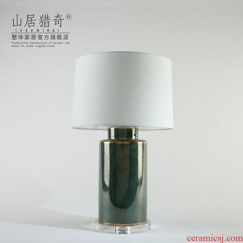 Modern Chinese style light key-2 luxury soft outfit American ceramic desk lamp new desk lamp of bedroom the head of a bed lamp sitting room adornment