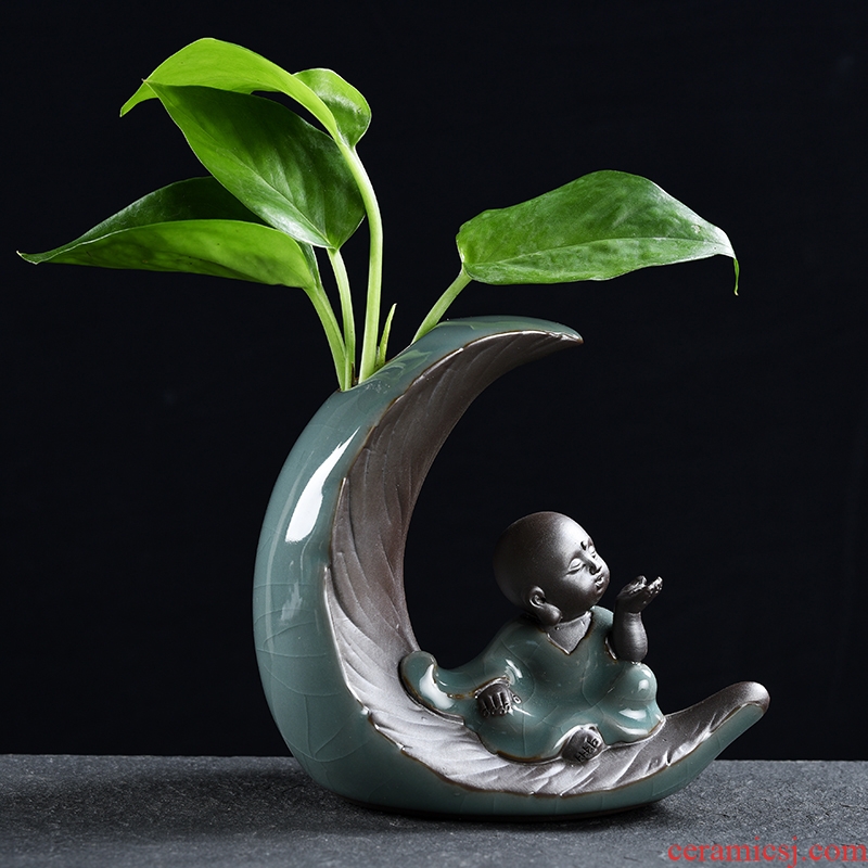 Creative moon monk put ceramic vase furnishing articles hydroponic plant office desktop flowerpot money plant water containers