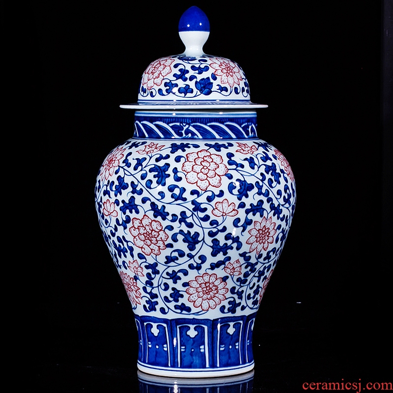 Jingdezhen ceramics imitation the qing qianlong blue tie up general lotus flower pot home sitting room adornment collection furnishing articles