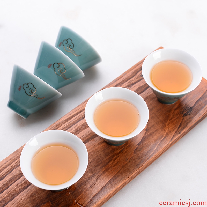 Tang Yan fang variable ji blue ceramic cups kung fu tea master cup single CPU thin foetus pu 'er tea sample tea cup, bowl