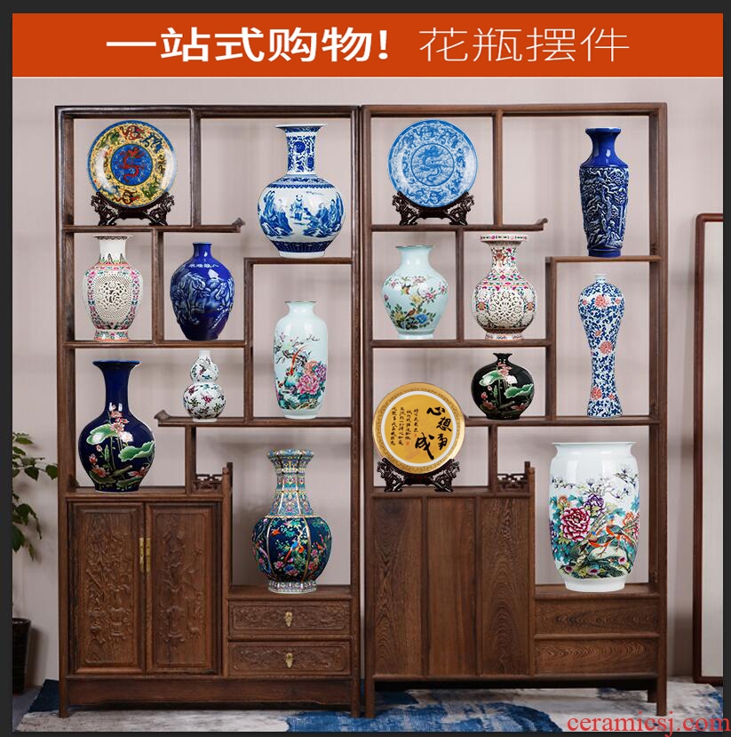 Jingdezhen ceramics vases, rich ancient frame furnishing articles of Chinese style living room decorations TV ark, porch imitation antique decoration