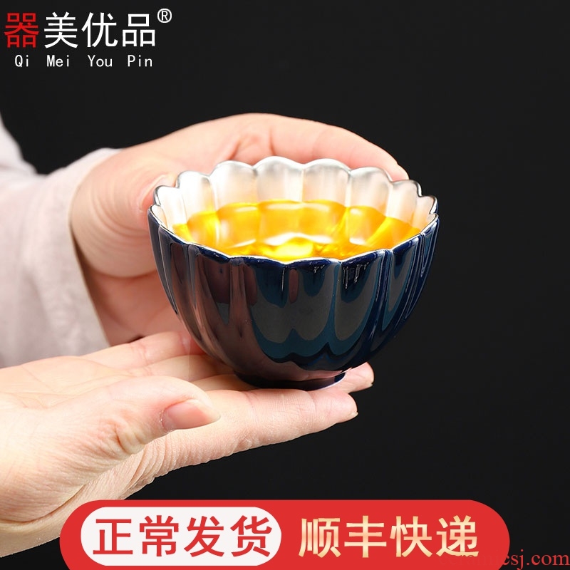 Implement the superior ceramic checking silver mine loader sample tea cup small lamp that kung fu tea tea cups creative masters cup home