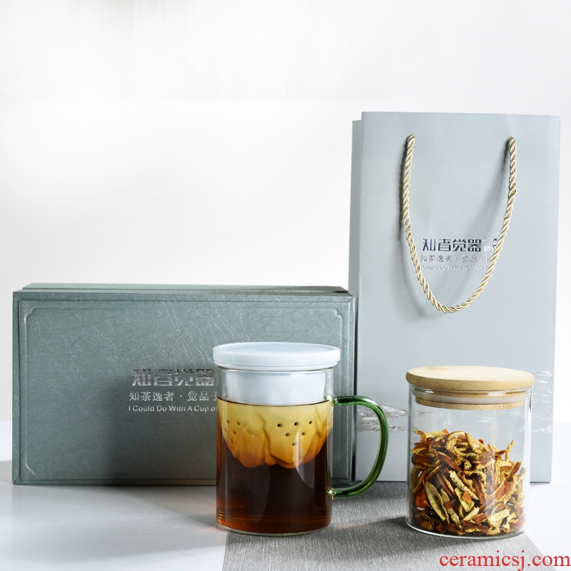 Pyrex glass with ceramic filter tank with cover the tea cups separation cup office tea cups