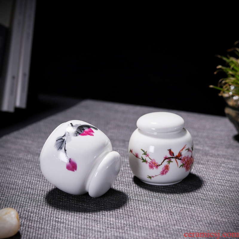 The Mini tea box of small round pot ceramic powder rouge lipstick jar airtight storage tank tins mass can be customized