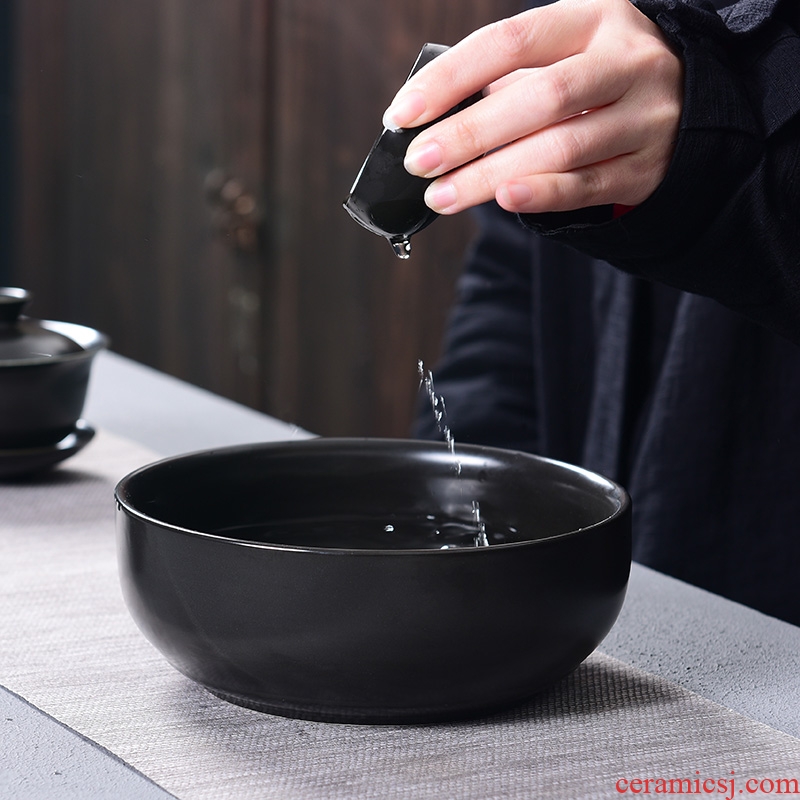 Laugh up matt black tea to wash water jar of household ceramic vessels of zero kung fu tea wash cup match