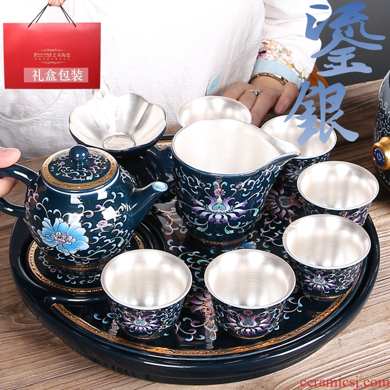 To be household jingdezhen blue and white porcelain tea set the see colour of a complete set of ceramic kung fu tea tray was the teapot tea taking