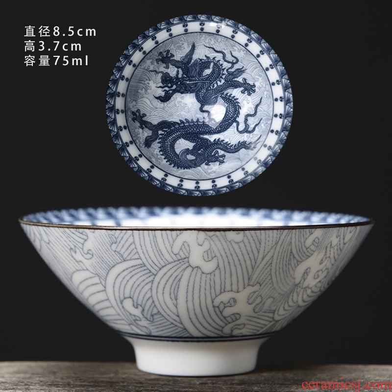 Ceramic cups kung fu noggin single master cup tea sets tea light blue and white porcelain bowl hat to a cup of tea