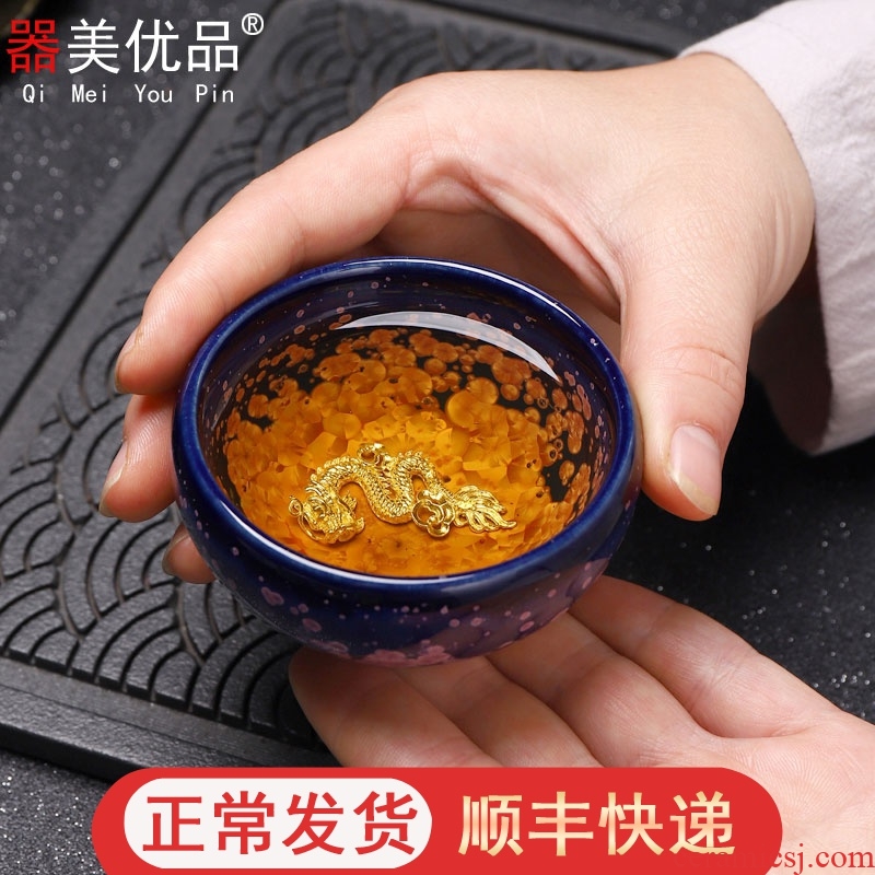 Implement the best tea with variable set silver tea temmoku ceramic cup, master cup sample tea cup lamp that kung fu tea cups