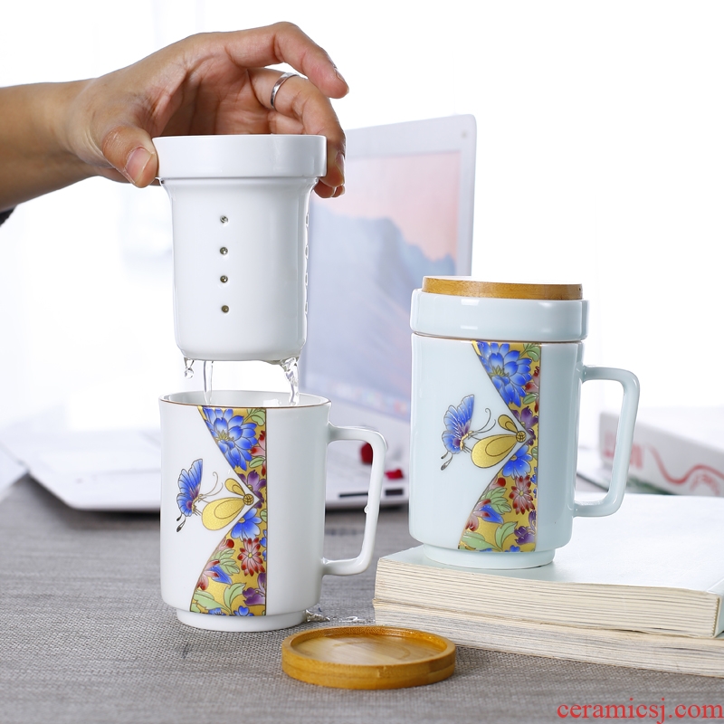 Office take ceramic cups with cover filtration separation of tea cup tea cup master cup personal scented tea cups