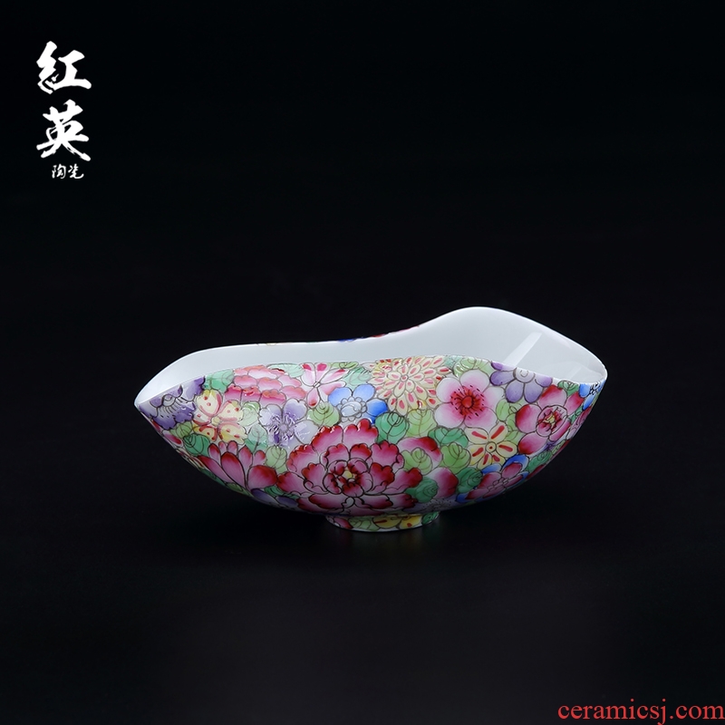 Red the jingdezhen porcelain enamel hand - made teaspoon of tea spoon, kung fu tea tea accessories shovel spoon tea is tea