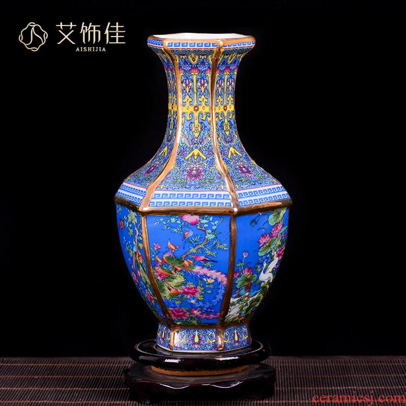 Jingdezhen ceramics imitation qianlong colored enamel vase TV ark, Chinese flower arranging furnishing articles, the sitting room porch decoration