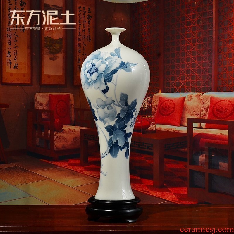 Oriental clay ceramic hand - made vases furnishing articles of Chinese style living room TV cabinet rich ancient frame accessories/blooming flowers