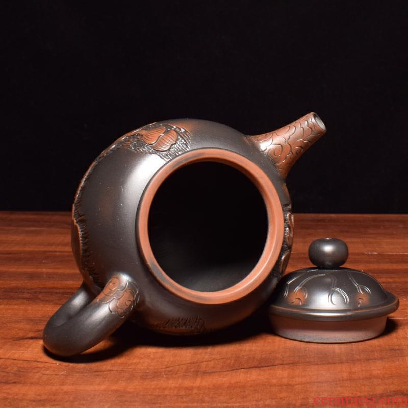 Yunnan jianshui purple pottery checking embossed zen kung fu tea set the teapot are it unglazed ceramic tea pot