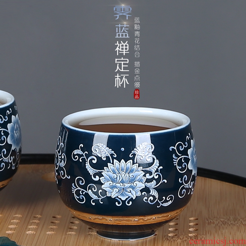 Jingdezhen blue and white porcelain cups ceramic kung fu master single cup cup tea tea sets, small bowl sample tea cup