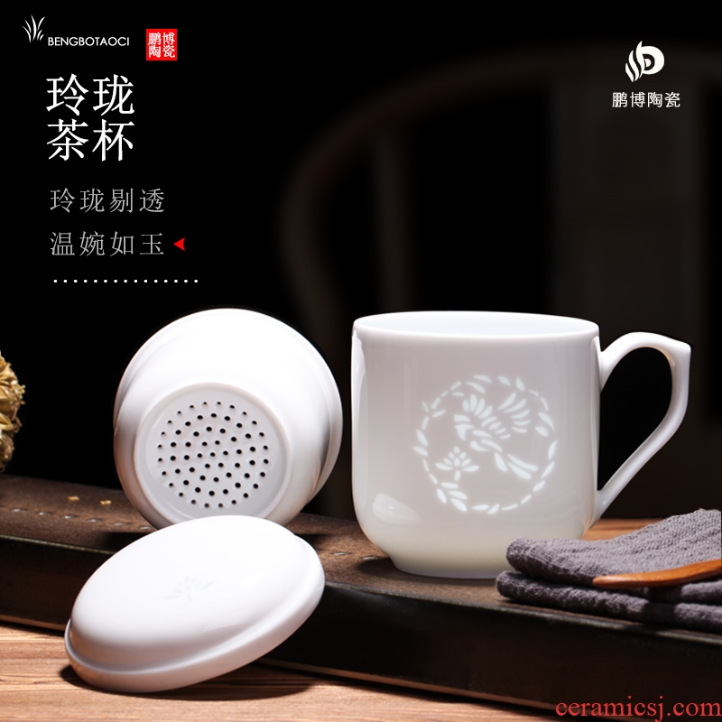 Jingdezhen and exquisite porcelain tea cups with office glass ceramic filter with cover couples mark cup to ultimately responds to the CPU
