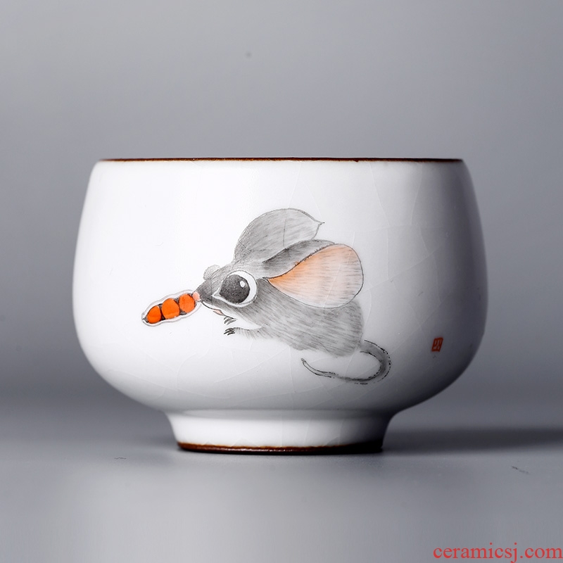Master sample tea cup cup "women 's singles a hand your up jingdezhen slicing can keep Chinese zodiac rat tea cups male