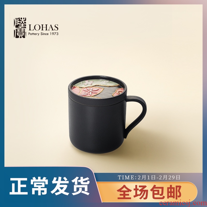 Lupao mugs embroidery as ceramic cup 400 ml of drinking cup counters with money